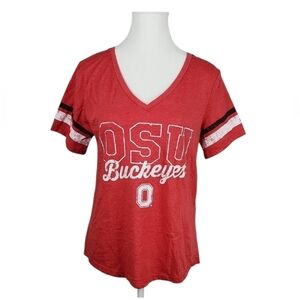 Ohio State Buckeyes Red and Black V Neck Short Sleeve Tee Size M